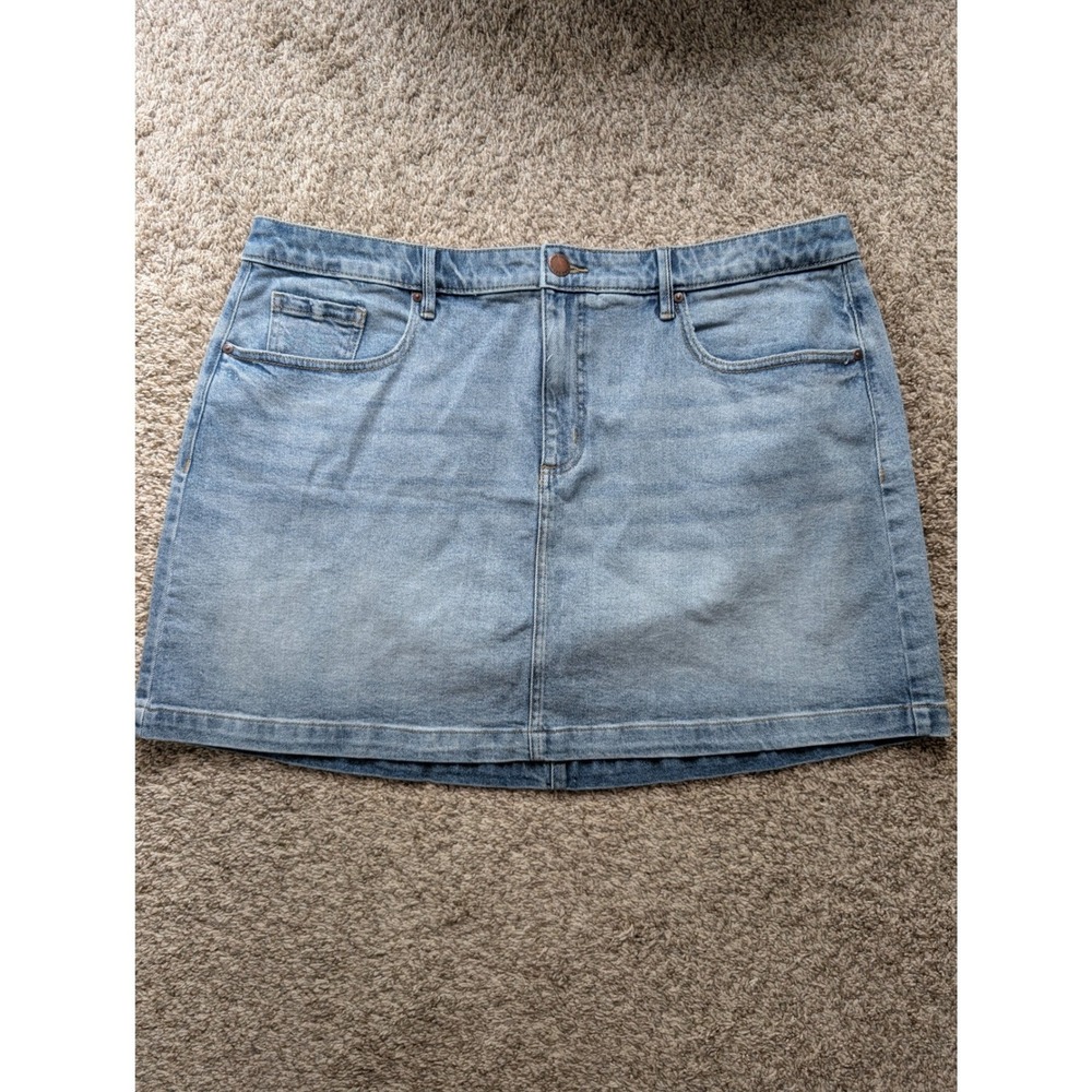 Lane Bryant Denim Mini Skirt Women 20 Light Wash Stretch Casual Coastal Cowgirl